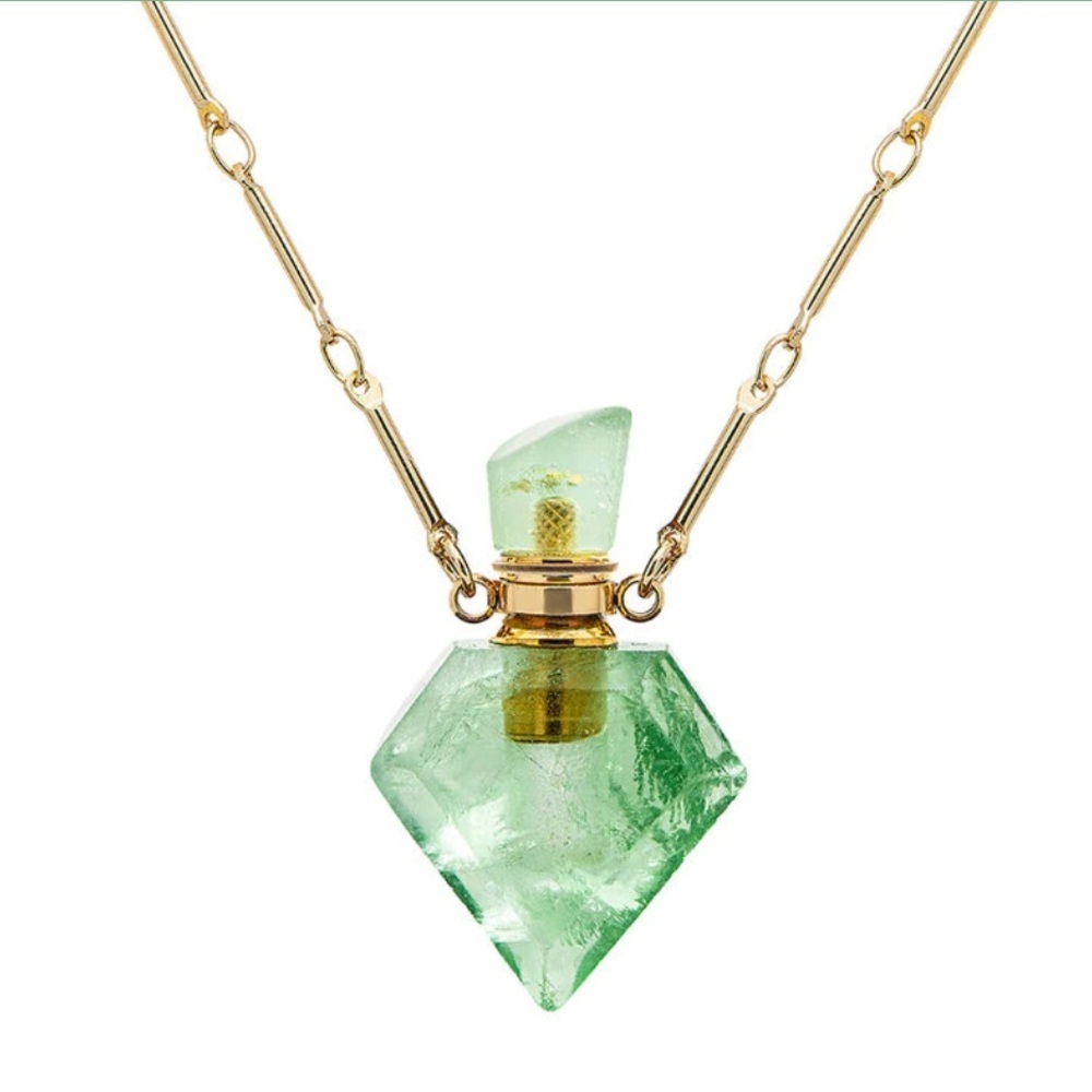 Danielle Gerber Green Fluorite Diamond Potion Bottle Necklace